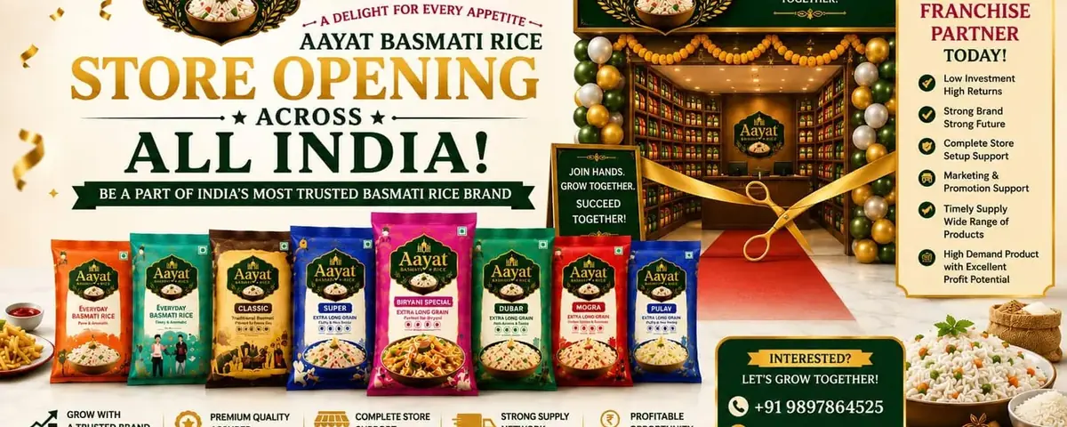 Aayat Basmati Rice promotional website banner