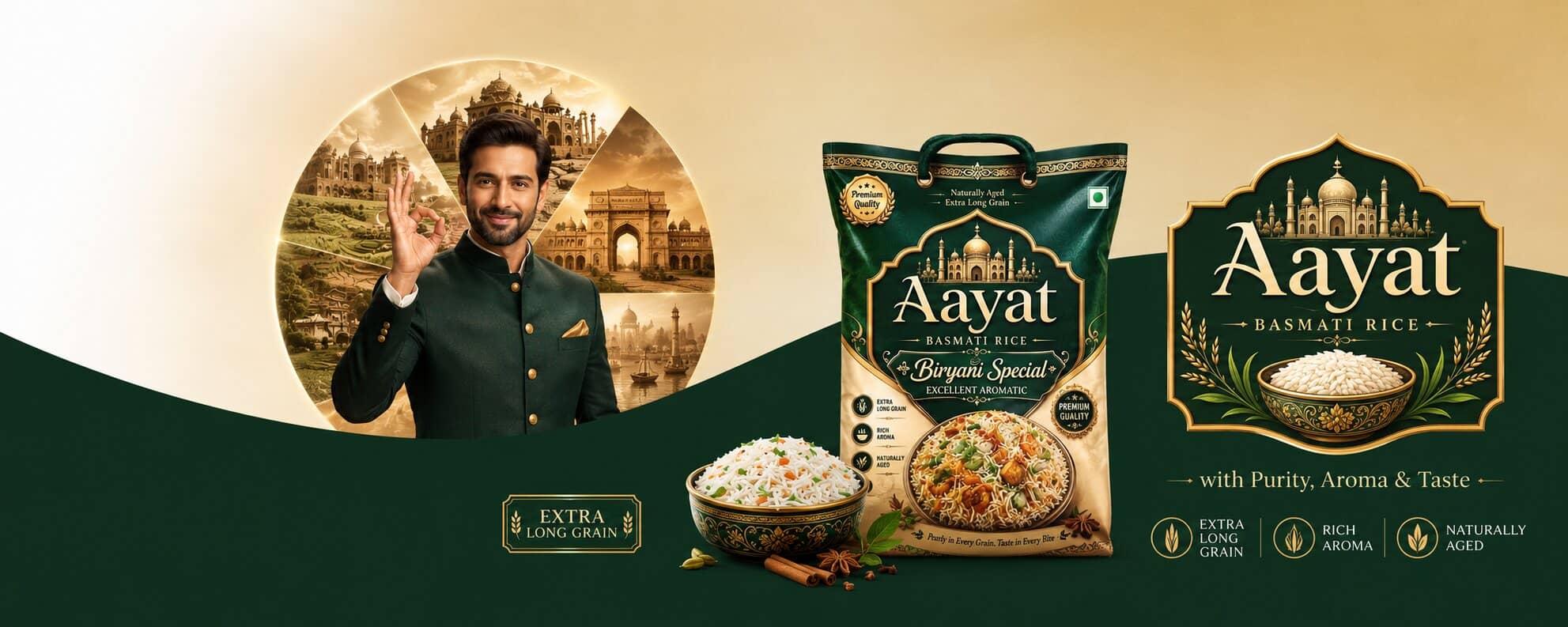 Aayat Basmati Rice Foods product range banner