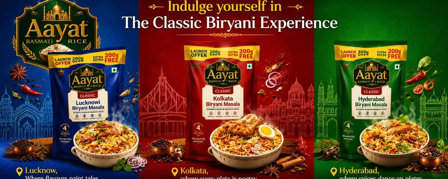 Aayat Basmati Rice biryani masala spices banner